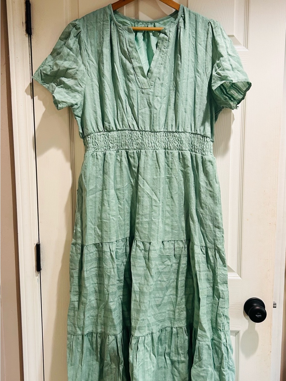 Women’s Spring Green Tiered Smocked Waist Dress